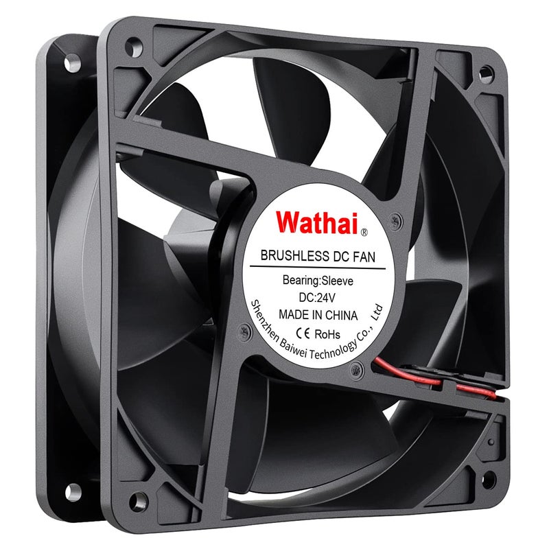 Wathai 120x120x38mm 120mm 24V 2Pin Brushless DC Industrial Cooling Case Fan - Image 1